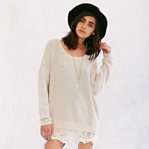 Urban Outfitters Oversized Sweater with Lace Trim